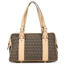 Fendi Brown Zucchino Canvas Shoulder Bag