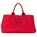 Rote große Canapa-Logo-Handtasche von Prada