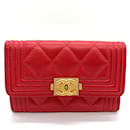 Chanel Red Lambskin Card Case