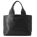 Bolsa tote de couro preto Prada