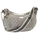 GUCCI GG Canvas Sherry Line Shoulder Bag Silver Gray 181092 Auth 80134 - Gucci