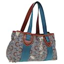 CELINE C saluki Hand Bag Coated Canvas Gray Brown blue Auth 80171 - Céline