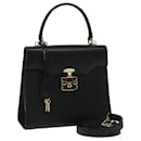 GUCCI Ready Lock Hand Bag Leather 2way Black 000 2026 0258 Auth 81897 - Gucci