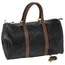 Bolso Boston de lona de panal Christian Dior en cuero PVC negro Auth ar12002