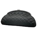 Chanel Black Satin Clutch Bag