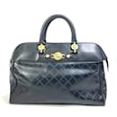 Sac Boston en cuir noir Versace