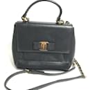 Salvatore Ferragamo Black Leather Shoulder Bag