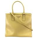 Prada B2411M Yellow Leather Handbag