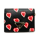 Prada Black Two-Fold Card Case with Strap