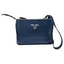 Bolsa de ombro de couro azul marinho Prada