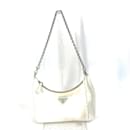 Bolsa de ombro de tecido branco Prada com bolsa