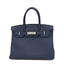 Sac à main Hermes Birkin 30 en Togo Bleu - Hermès