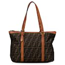 Bolso tote de lona Zucca Fendi marrón