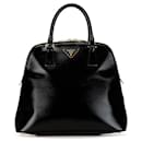 Black Prada Saffiano Vernice Promenade Satchel