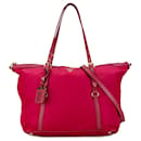 Pink Prada Saffiano-Trimmed Tessuto Satchel