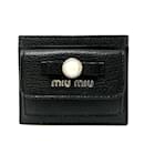 Porte-cartes en cuir noir Miu Miu