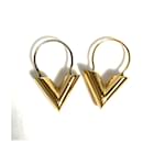 Louis Vuitton Gold V Logo Stud Earrings