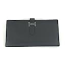 Hermes Black Leather Long Wallet - Hermès