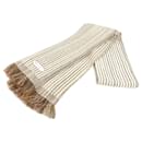 Hermes Beige and White Logo Stripe Stole - Hermès