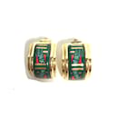 Hermes Green Gold Plated Clip Earrings - Hermès