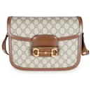 Borsa a spalla Gucci Beige Ebano GG Supreme Canvas 1955 Horsebit