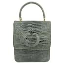 JARDIN DES SACS Crocodile Handbag Green Gold Hardware in Very Good Condition - Autre Marque