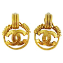 Chanel Coco Mark Circle Clip Earrings