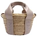 Chloé Gray Raffia and Leather Handbag