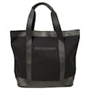 Balenciaga Black Canvas and Leather Tote Bag