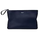 Salvatore Ferragamo Navy Leather Clutch Bag