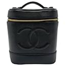 Chanel Black Caviar Skin Leather Handbag Vanity Bag