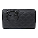 Chanel Cambon Line Black Leather Long Wallet