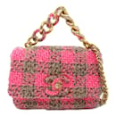 Chanel Pink Brown Tweed Shoulder Bag