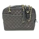 Chanel Vintage schwarze Leder Schultertasche