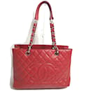 Bolsa tote de couro vermelho Chanel A50995