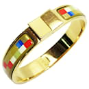 Hermes Gold Multicolor Enamel Bangle Bracelet - Hermès