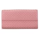 Cartera larga de cuero rosa Bottega Veneta