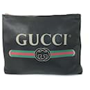 Bolsa de mão de couro preto Gucci