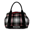 Balenciaga Navy Cabas M Check Handbag Tote Bag