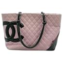 Bolsa tote de couro rosa bebê Chanel