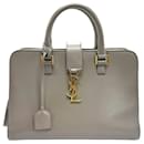 Bolso de hombro de cuero gris Saint Laurent