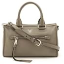 Prada Grayish Leather Handbag Shoulder Bag