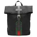 Mochila de lona técnica negra Gucci Band con línea web