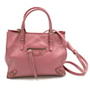 Mini borsa di carta Balenciaga in pelle rosa