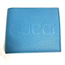 Portefeuille bi-fold en cuir bleu Gucci