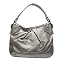 Burberry Damen Leder Schultertasche in Metallic Grau