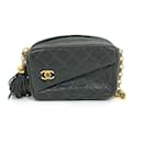 Borsa a spalla in pelle grigia Chanel