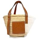 Loewe Basket Bag Small Hand in Brauner Palmblatt & Kalbsleder