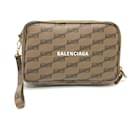 Balenciaga Brown Leather Clutch Bag