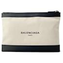 Balenciaga Beige and Black Clutch Bag